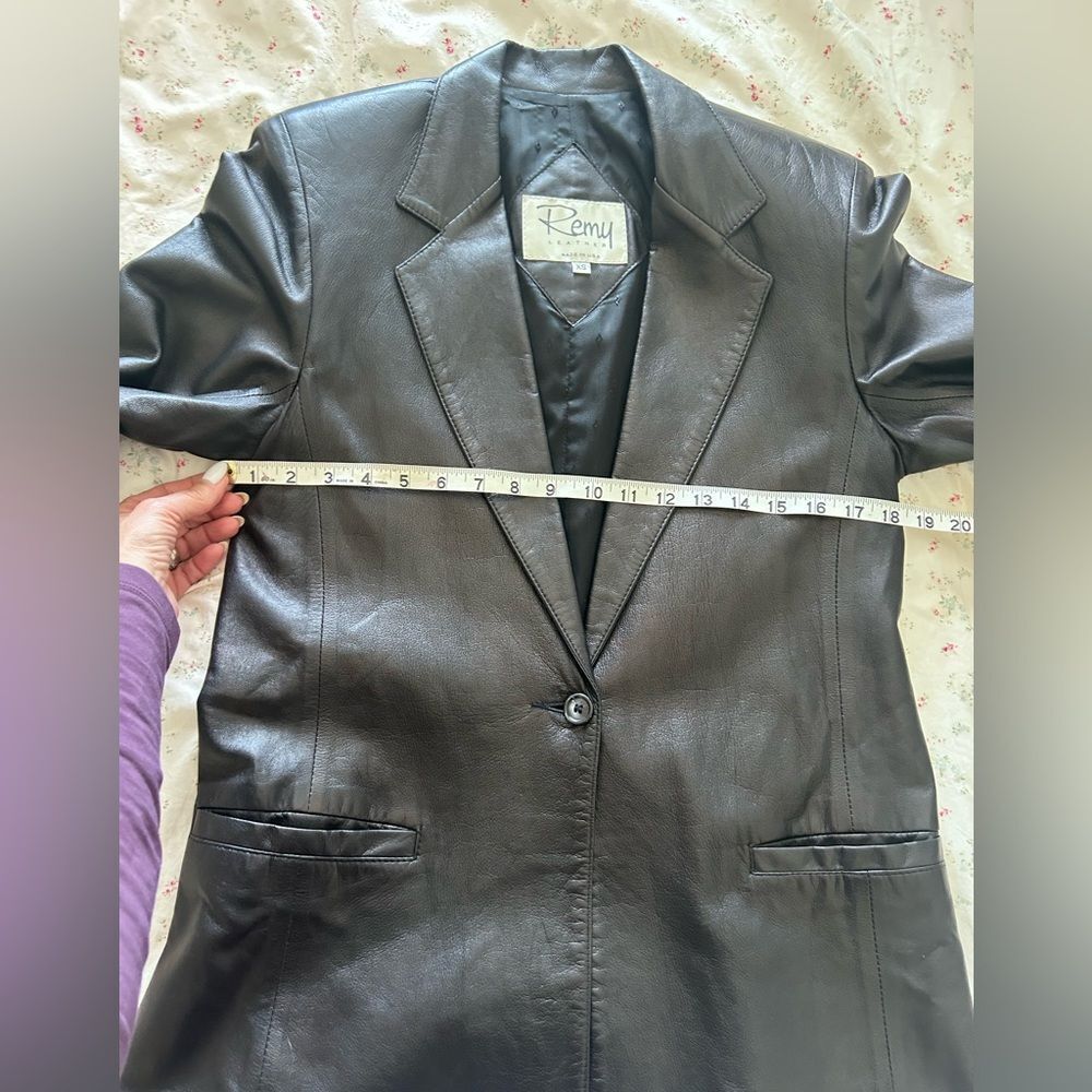 Remy Leather USA Made Fitted Blazer Cut Genuine Leather Jacket Black XS - Picture 7 of 9